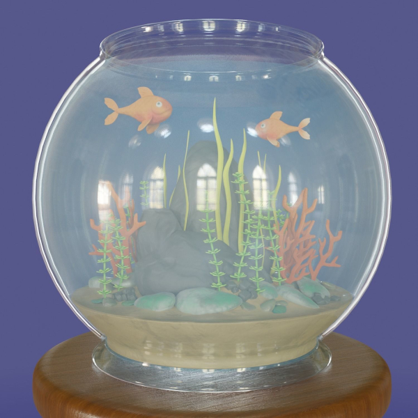 Aquarium with fish lOW POLY GAME ready