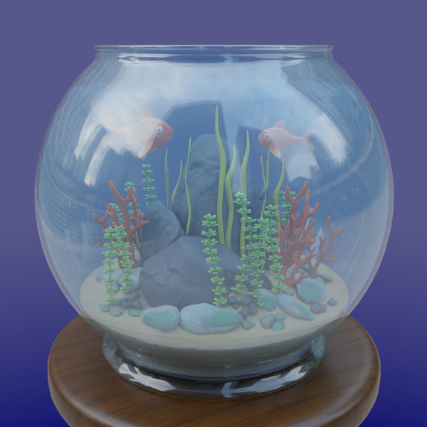 Aquarium with fish lOW POLY GAME ready