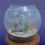 Aquarium with fish lOW POLY GAME ready