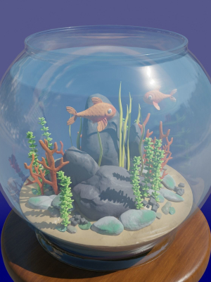 Aquarium with fish lOW POLY GAME ready