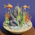 Aquarium with fish lOW POLY GAME ready