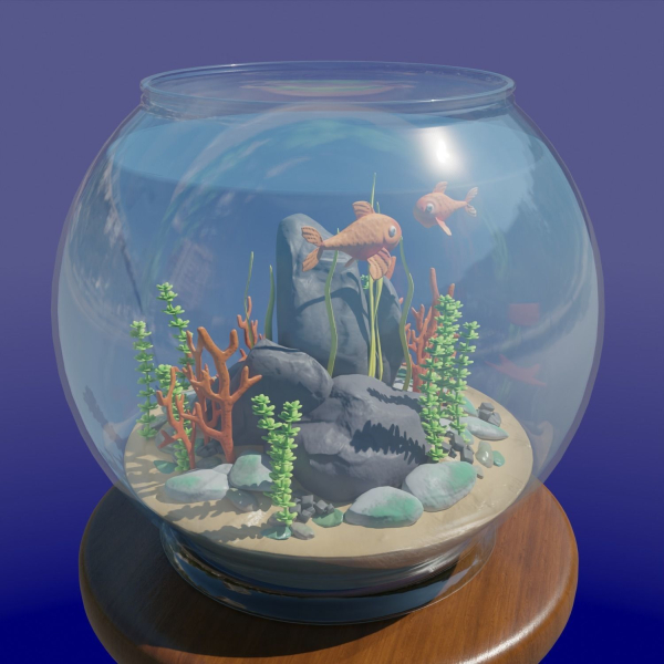 Aquarium with fish lOW POLY GAME ready
