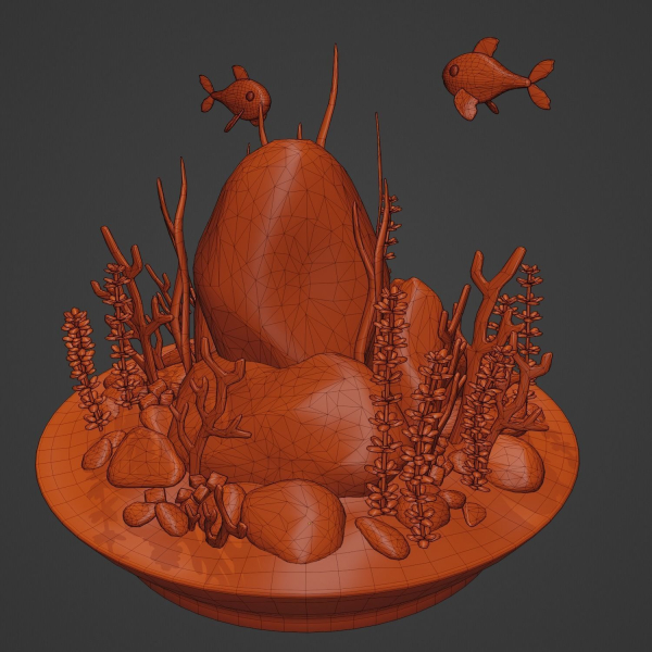 Aquarium with fish lOW POLY GAME ready