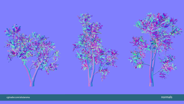 Arbutus tree LOW POLY very detailed texture