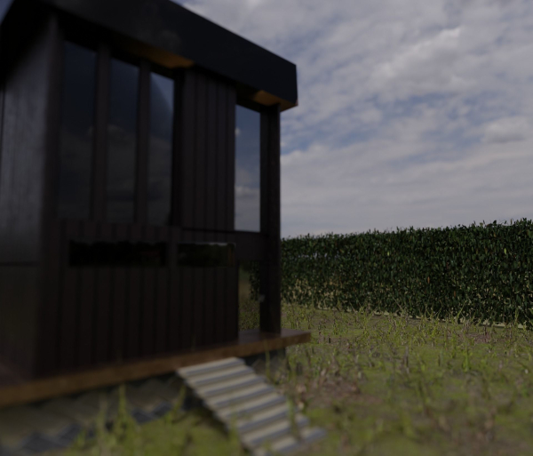 Architectural dark brown house
