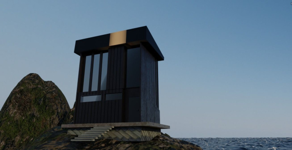 Architectural dark brown house
