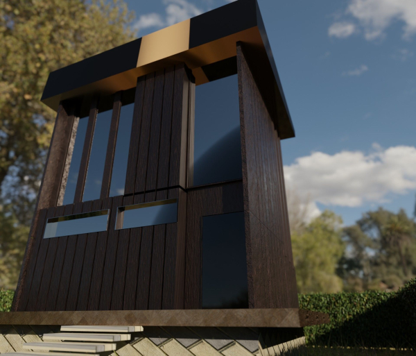 Architectural dark brown house