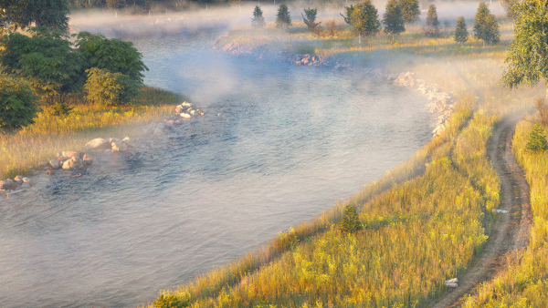 Assembled scene - Morning on the river