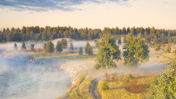 Assembled scene - Morning on the river
