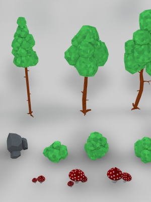 asset-pack-trees-bush-stones-mushrooms-for-game-3d-model-low-poly-obj-fbx-c4d-blend-fbm