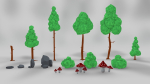 Asset Pack Trees Bush Stones Mushrooms for game