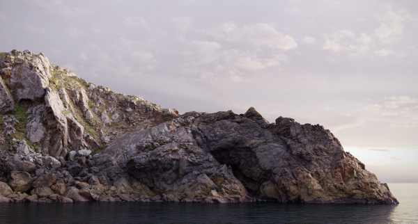 Atlantic Ocean Cliff Coast Line Scan PBR