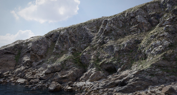 Atlantic Ocean Cliff Coast Line Scan PBR