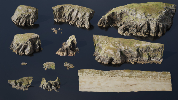 Atlantic Ocean Cliff Coast Line Scan PBR