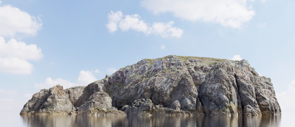 Atlantic Ocean Cliff Coast Line Scan PBR