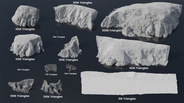 Atlantic Ocean Cliff Coast Line Scan PBR