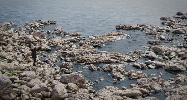 Atlantic Ocean Cliff Coast Line Scan PBR