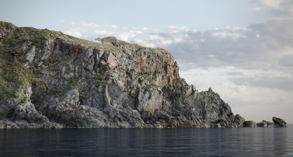 Atlantic Ocean Cliff Coast Line Scan PBR