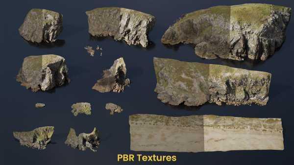 Atlantic Ocean Cliff Coast Line Scan PBR