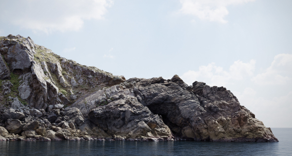 Atlantic Ocean Cliff Coast Line Scan PBR