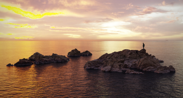 Atlantic Ocean Cliff Coast Line Scan PBR