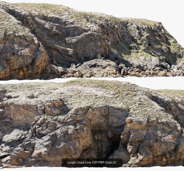 Atlantic Ocean Cliff Coast Line Scan PBR