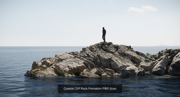 Atlantic Ocean Cliff Coast Line Scan PBR