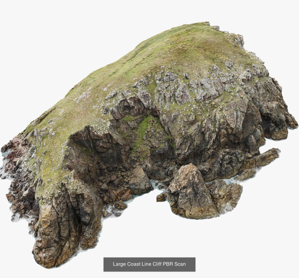 Atlantic Ocean Cliff Coast Line Scan PBR