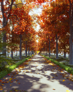 Autumn Road - Full Model Sketchup - V-ray Render