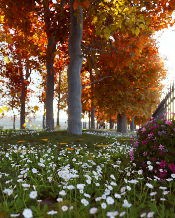 Autumn Road - Full Model Sketchup - V-ray Render