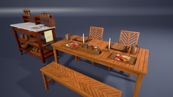 Backyard Patio furniture and props
