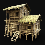 BAMBOO HOUSE SHELTER JUNGLE HUT CASTAWAY SURVIVAL BUILDER AAA
