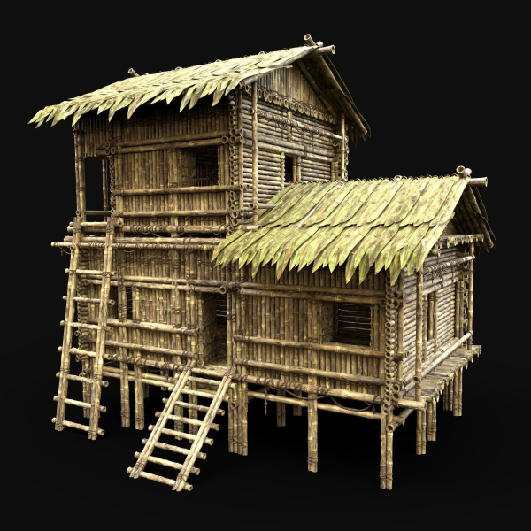 BAMBOO HOUSE SHELTER JUNGLE HUT CASTAWAY SURVIVAL BUILDER AAA