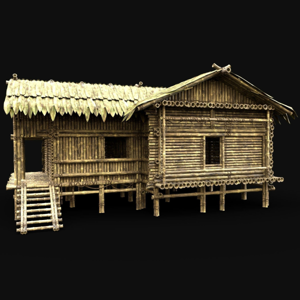 BAMBOO HOUSE SHELTER JUNGLE HUT CASTAWAY SURVIVAL BUILDER AAA