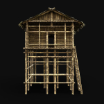 BAMBOO HOUSE SHELTER JUNGLE HUT CASTAWAY SURVIVAL BUILDER AAA