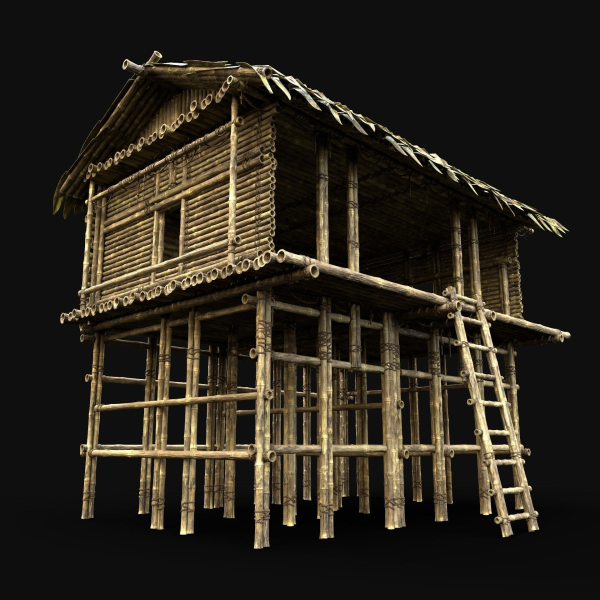 BAMBOO HOUSE SHELTER JUNGLE HUT CASTAWAY SURVIVAL BUILDER AAA
