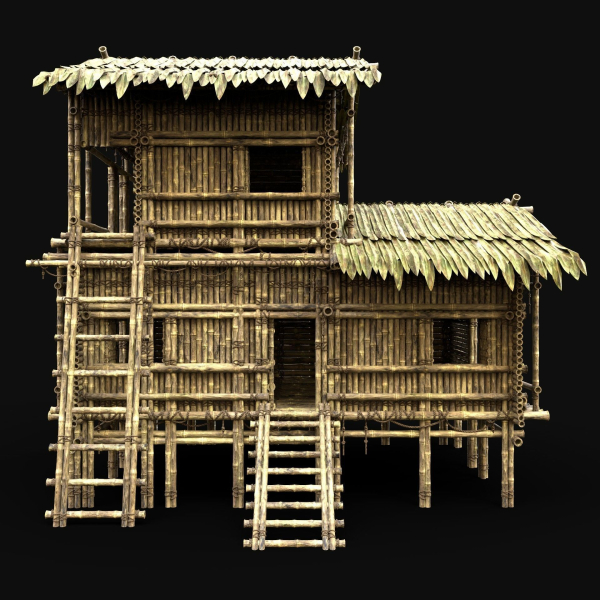 BAMBOO HOUSE SHELTER JUNGLE HUT CASTAWAY SURVIVAL BUILDER AAA