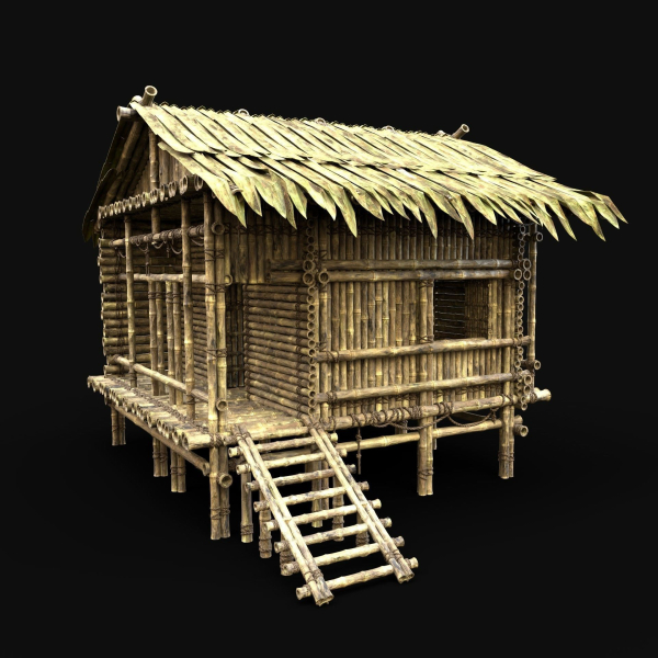 BAMBOO HOUSE SHELTER JUNGLE HUT CASTAWAY SURVIVAL BUILDER AAA
