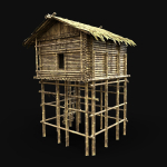 BAMBOO HOUSE SHELTER JUNGLE HUT CASTAWAY SURVIVAL BUILDER AAA