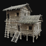 BAMBOO HOUSE SHELTER JUNGLE HUT CASTAWAY SURVIVAL BUILDER AAA