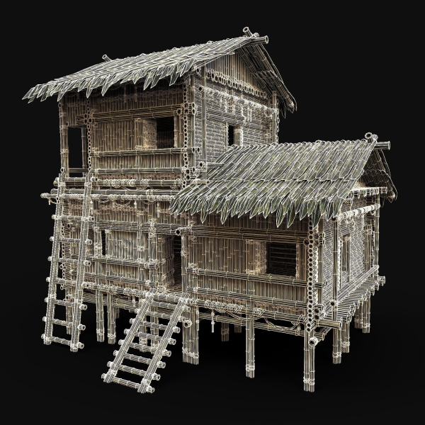 BAMBOO HOUSE SHELTER JUNGLE HUT CASTAWAY SURVIVAL BUILDER AAA