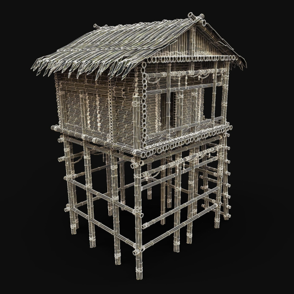 BAMBOO HOUSE SHELTER JUNGLE HUT CASTAWAY SURVIVAL BUILDER AAA