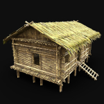 BAMBOO HOUSE SHELTER JUNGLE HUT CASTAWAY SURVIVAL BUILDER AAA