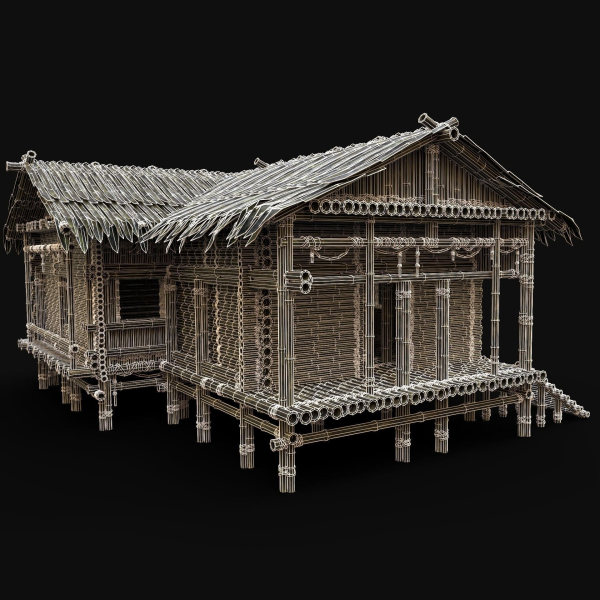 BAMBOO HOUSE SHELTER JUNGLE HUT CASTAWAY SURVIVAL BUILDER AAA