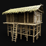 BAMBOO HOUSE SHELTER JUNGLE HUT CASTAWAY SURVIVAL BUILDER AAA