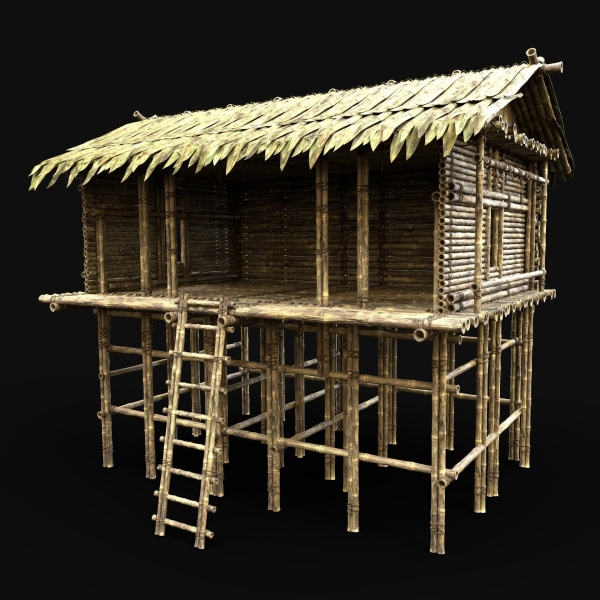 BAMBOO HOUSE SHELTER JUNGLE HUT CASTAWAY SURVIVAL BUILDER AAA