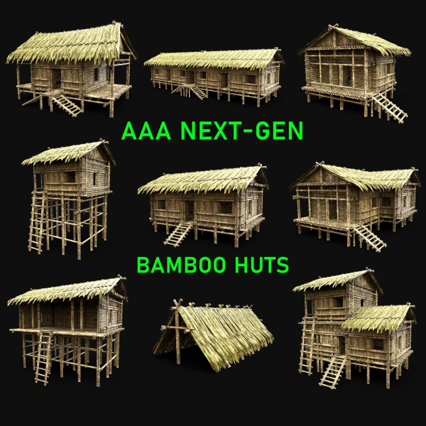 BAMBOO HOUSE SHELTER JUNGLE HUT CASTAWAY SURVIVAL BUILDER AAA
