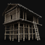 BAMBOO HOUSE SHELTER JUNGLE HUT CASTAWAY SURVIVAL BUILDER AAA