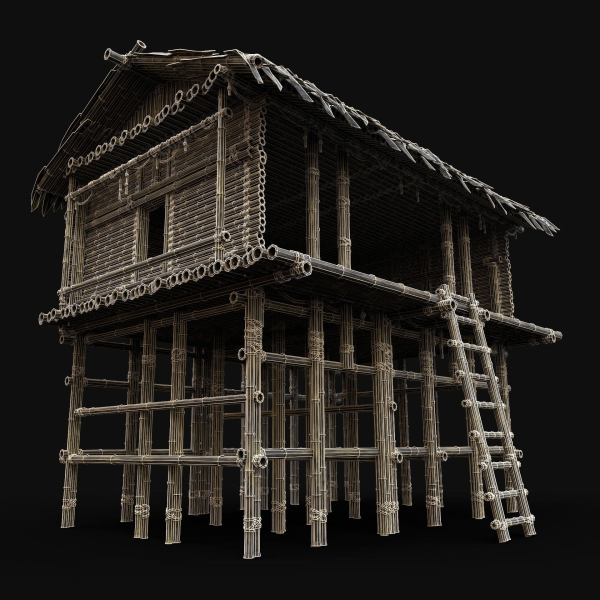 BAMBOO HOUSE SHELTER JUNGLE HUT CASTAWAY SURVIVAL BUILDER AAA