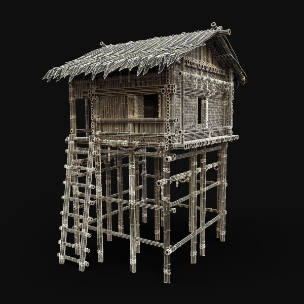 BAMBOO HOUSE SHELTER JUNGLE HUT CASTAWAY SURVIVAL BUILDER AAA